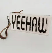 Yeehaw cowhide clutch