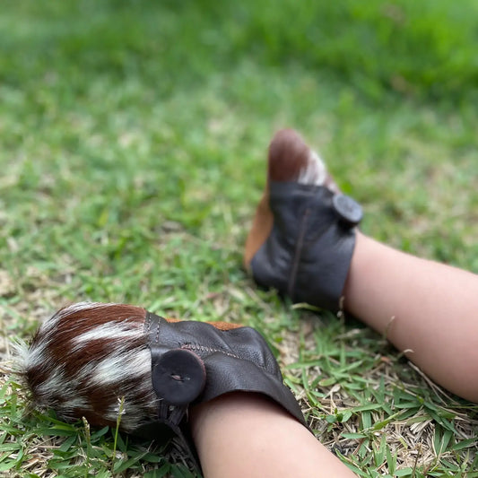 Button Cowhide Booties